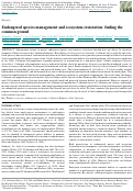 Cover page: Endangered species management and ecosystem restoration: finding the common ground