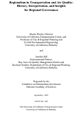 Cover page: Regionalism in Transportation and Air Quality: History, Interpretation, and Insights for Regional Governance