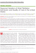 Cover page: Seasonal Variation of Atrial Fibrillation Admission and Quality of Care in the United States