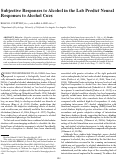 Cover page: Subjective responses to alcohol in the lab predict neural responses to alcohol cues.