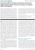 Cover page: Accelerating COVID-19 Therapeutic Interventions and Vaccines (ACTIV): Designing Master Protocols for Evaluation of Candidate COVID-19 Therapeutics