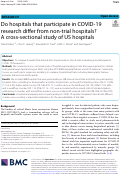 Cover page: Do hospitals that participate in COVID-19 research differ from non-trial hospitals? A cross-sectional study of US hospitals