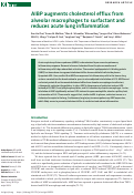 Cover page: AIBP augments cholesterol efflux from alveolar macrophages to surfactant and reduces acute lung inflammation