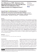 Cover page: Co-Utilization of HIV, Substance Use, Mental Health Services Among Women With Current Substance Use: Opportunities for Integrated Care?