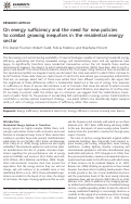 Cover page: On energy sufficiency and the need for new policies to combat growing inequities in the residential energy sector