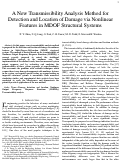 Cover page: A New Transmissibility Analysis Method for Detection and Location of Damage via Nonlinear Features in MDOF Structural Systems