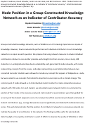 Cover page: Node Position in a Group-Constructed Knowledge Network as an Indicator of Contributor Accuracy