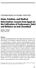Cover page: Islam, Fatalism, and Medical Intervention: Lessons from Egypt on the Cultivation of Forbearance (Sabr) and Reliance on God (Tawakkul)