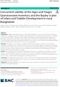 Cover page: Concurrent validity of the Ages and Stages Questionnaire Inventory and the Bayley Scales of Infant and Toddler Development in rural Bangladesh