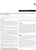 Cover page: Effect of prenatal calcium supplementation on bone during pregnancy and 1 y postpartum