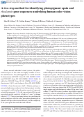 Cover page: A two-step method for identifying photopigment opsin and rhodopsin gene sequences underlying human color vision phenotypes.