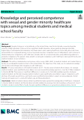 Cover page: Knowledge and perceived competence with sexual and gender minority healthcare topics among medical students and medical school faculty.