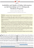 Cover page: Availability and Quality of Online Information on Sub-Internships in U.S. Orthopaedic Residency Programs.