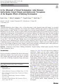 Cover page: In the Aftermath of School Victimization: Links Between Authoritative School Climate and Adolescents’ Perceptions of the Negative Effects of Bullying Victimization