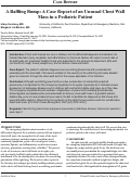 Cover page: A Baffling Bump: A Case Report of an Unusual Chest Wall Mass in a Pediatric Patient