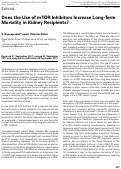 Cover page: Does the Use of mTOR Inhibitors Increase Long-Term Mortality in Kidney Recipients?