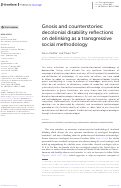 Cover page of Gnosis and counterstories: decolonial disability reflections on delinking as a transgressive social methodology