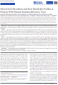 Cover page: Altered Gut Microbiota and Host Metabolite Profiles in Women With Human Immunodeficiency Virus.