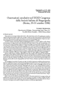 Cover page: Osservazioni conclusive sul XXXII Congresso della Società Italiana di Biogeografia (Roma, 29-31 ottobre 1998)