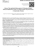 Cover page: Serum Thyroglobulin Measurement Following Surgery Without Radioactive Iodine for Differentiated Thyroid Cancer: A Systematic Review.