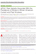 Cover page: APOL1 Risk Variants Associate With the Prevalence of Stroke in African American Current and Past Smokers