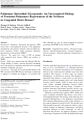 Cover page: Pulmonary interstitial glycogenosis: an unrecognized etiology of persistent pulmonary hypertension of the newborn in congenital heart disease?