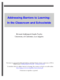 Cover page of Addressing barriers to learning: In the classroom and schoolwide.