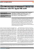 Cover page: Cryo-EM structure of Alzheimers disease tau filaments with PET ligand MK-6240.