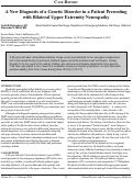 Cover page: A New Diagnosis of a Genetic Disorder in a Patient Presenting with Bilateral Upper Extremity Neuropathy