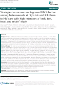 Cover page: Strategies to uncover undiagnosed HIV infection among heterosexuals at high risk and link them to HIV care with high retention: a “seek, test, treat, and retain” study
