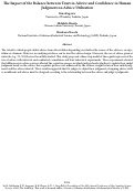 Cover page: The Impact of the Balance between Trust in Advice and Confidence in Human Judgment on Advice Utilization