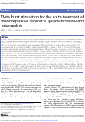 Cover page: Theta burst stimulation for the acute treatment of major depressive disorder: A systematic review and meta-analysis