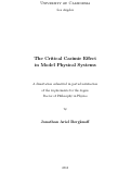 Cover page: The Critical Casimir Effect in Model Physical Systems