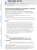 Cover page: Research altruism as motivation for participation in community-centered environmental health research.