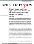 Cover page: Collagen density modulates triple-negative breast cancer cell metabolism through adhesion-mediated contractility.