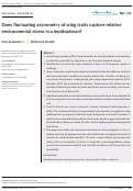 Cover page: Does fluctuating asymmetry of wing traits capture relative environmental stress in a lepidopteran?