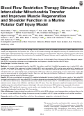 Cover page of Blood Flow Restriction Therapy Stimulates Intercellular Mitochondria Transfer and Improves Muscle Regeneration and Shoulder Function in a Murine Rotator Cuff Injury Model