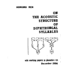 Cover page: WPP, No. 65: On the Acoustic Structure of Diphthongal Syllables