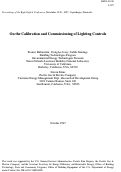 Cover page: On the calibration and commissioning of lighting controls