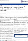 Cover page: HIV vaccine trial safety and retention among 18-20 year olds in the HVTN 503/Phambili study support the inclusion of adolescents in future trials