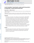 Cover page: Lost in Translation: Traversing the Complex Path from Genomics to Therapeutics in Autism Spectrum Disorder
