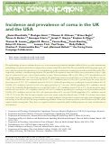 Cover page: Incidence and prevalence of coma in the UK and the USA.