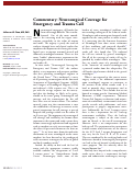 Cover page: Commentary: Neurosurgical Coverage for Emergency and Trauma Call