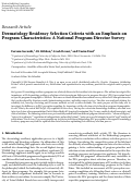 Cover page: Dermatology Residency Selection Criteria with an Emphasis on Program Characteristics: A National Program Director Survey