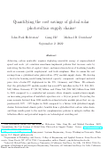 Cover page: Quantifying the cost savings of global solar photovoltaic supply chains