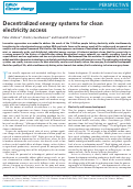 Cover page: Decentralized energy systems for clean electricity access