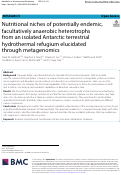 Cover page: Nutritional niches of potentially endemic, facultatively anaerobic heterotrophs from an isolated Antarctic terrestrial hydrothermal refugium elucidated through metagenomics.