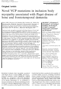 Cover page: Novel VCP mutations in inclusion body myopathy associated with Paget disease of bone and frontotemporal dementia