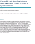 Cover page of Effects of Chronic Sleep Deprivation on Medical Residents’ Patient Outcomes: a Systematic Review