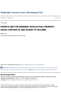 Cover page: Patents and the Pandemic: Intellectual Property, Social Contracts, and Access to Vaccines (2021 Distinguished Roger L. Shidler Lecture)